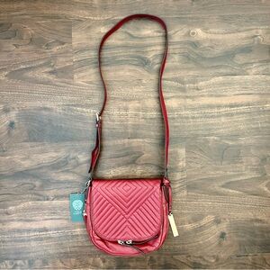 Vince Camuto Red Quilted Leather Crossbody Bag Bailey W/Multiple Zippers NWT